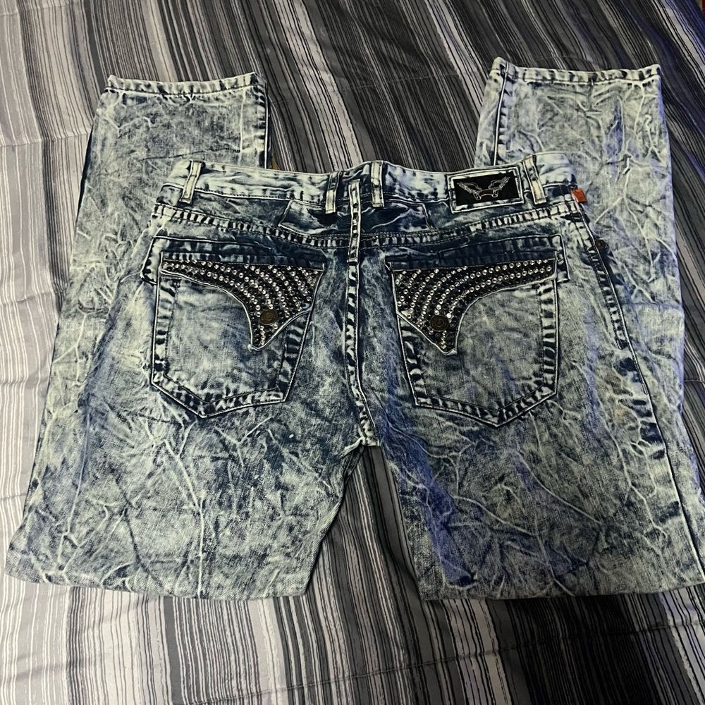 Robin's Jean Acid Wash Denim with Studded Pockets